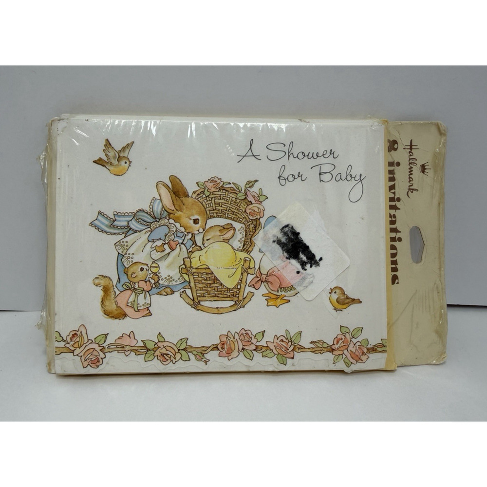Hallmark "A Shower for Baby" Peter Rabbit Party Invitations Pack of 8 Vintage